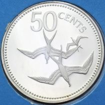 Белиз 50 центов 1975 год. Птица фрегат. Серебро. Proof