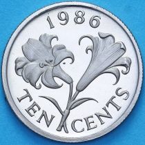 Бермудские острова 10 центов 1986 год. Пруф