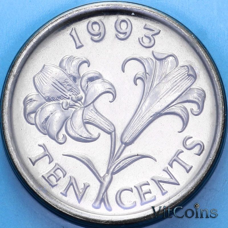 Монета Бермудские острова 10 центов 1993 год. BU Монета Бермудские острова 10 центов 1993 год. BU