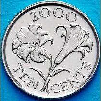 Бермудские острова 10 центов 2000 год. Бермудские лилии.