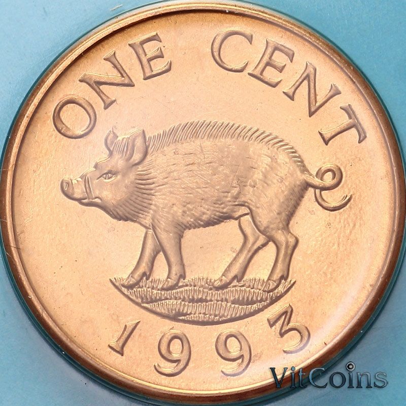 Монета Бермудские острова 1 цент 1993 год. BU Монета Бермудские острова 1 цент 1993 год. BU