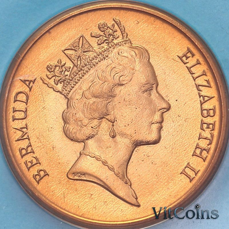 Монета Бермудские острова 1 цент 1993 год. BU Монета Бермудские острова 1 цент 1993 год. BU