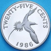 Бермудские острова 25 центов 1986 год. Пруф Бермудские острова 25 центов 1986 год. Пруф