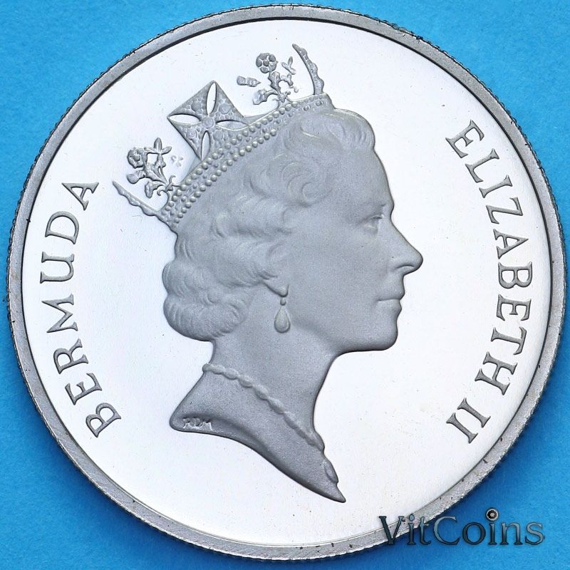 Монета Бермудские острова 25 центов 1986 год. Пруф Монета Бермудские острова 25 центов 1986 год. Пруф