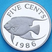 Бермудские острова 5 центов 1986 год. Пруф
