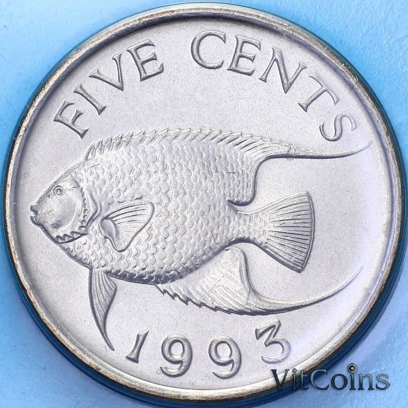 Монета Бермудские острова 5 центов 1993 год. BU Монета Бермудские острова 5 центов 1993 год. BU