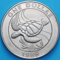 Бермудские острова 1 доллар 1986 год. Зеленая черепаха