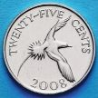 Монета Бермудских островов 25 центов 2008 год. Белохвостый фаэтон.