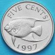 Монета Бермудские острова 5 центов 1997 год. Рыба ангел.