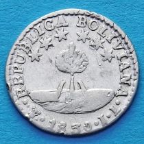Боливия 1/2 соля 1830 год. Серебро.