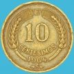 Монета Чили 10 сентесимо 1964 год.