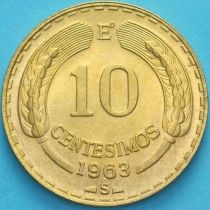 Чили 10 сентесимо 1963 год. UNC