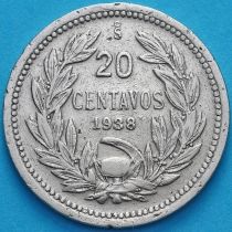 Чили 20 сентаво 1938 год.