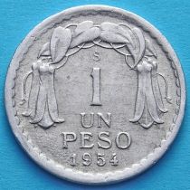 Чили 1 песо 1954-1957 год. Из обращения.