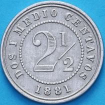 Колумбия 2 1/2 сентаво 1881 год. KM# 180