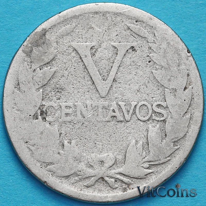 Монета Колумбия 5 сентаво 1922 год.