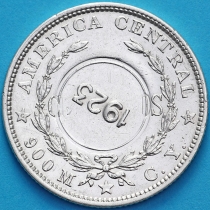 Коста Рика 1 колон 1923 год. Перечекан. Серебро