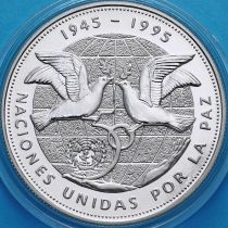 Доминиканская Республика 1 песо 1995 год. 50 лет ООН. Серебро