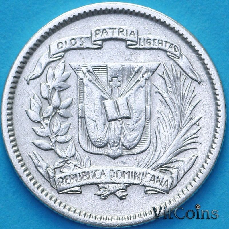 Монета Доминиканская Республика 10 сентаво 1956 год. Монета Доминиканская Республика 10 сентаво 1956 год.