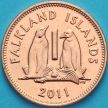 Монета Фолклендские острова 1 пенни 2011 год.