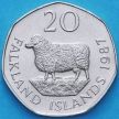 Монета Фолклендские острова 20 пенсов 1987 год. Ромни Марш. UNC