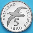 Монета Фолклендские острова 5 пенсов 1980 год. Пруф