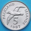 Монета Фолклендские острова 5 пенсов 1987 год. Чернобровый альбатрос.