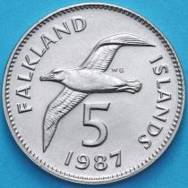Фолклендские острова 5 пенсов 1987 год. Чернобровый альбатрос.
