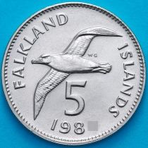 Фолклендские острова 5 пенсов 1985 год. Чернобровый альбатрос.