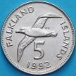 Монета Фолклендские острова 5 пенсов 1992 год. Чернобровый альбатрос.