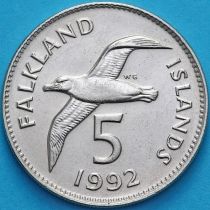 Фолклендские острова 5 пенсов 1992 год. Чернобровый альбатрос.