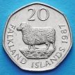 Монета Фолклендских островов 20 пенсов 1987 год.