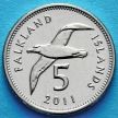 Монета Фолклендские острова 5 пенсов 2011 год. Чернобровый альбатрос.