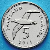 Фолклендские острова 5 пенсов 2011 год. Чернобровый альбатрос.