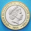 Монета Фолклендских островов 2 фунта 2014 год. 100 лет Фолклендскому бою.