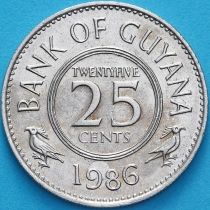 Гайана 25 центов 1986 год.