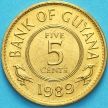 Монета Гайана 5 центов 1989 год.