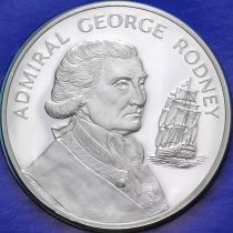 Ямайка 10 долларов 1977 год. Адмирал Джордж Родни. Серебро. Пруф