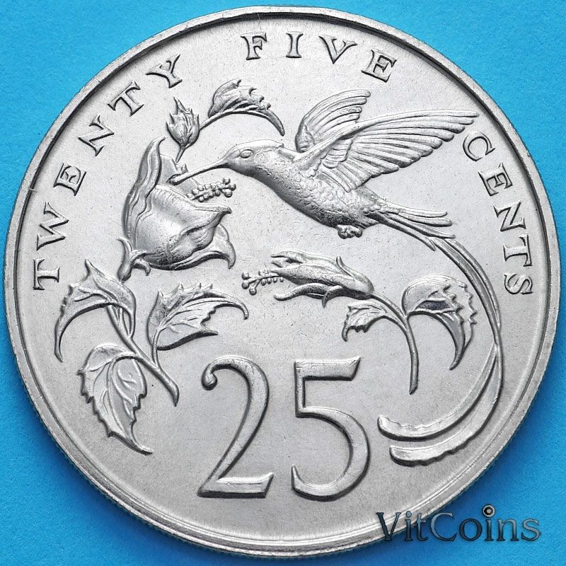 Монета Ямайка 25 центов 1975 год.
