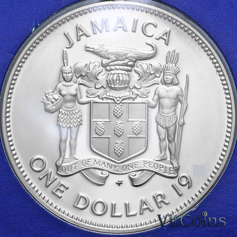 Монета Ямайка 1 доллар 1980 год. Александр Бустаманте. Пруф