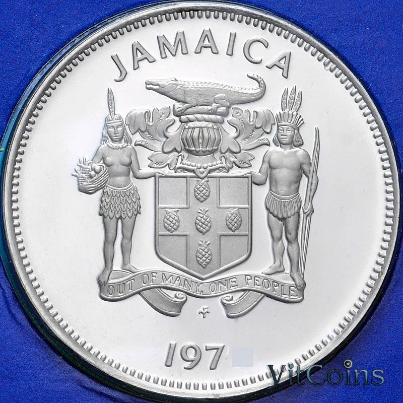 Монета Ямайка 20 центов 1974 год. Пруф