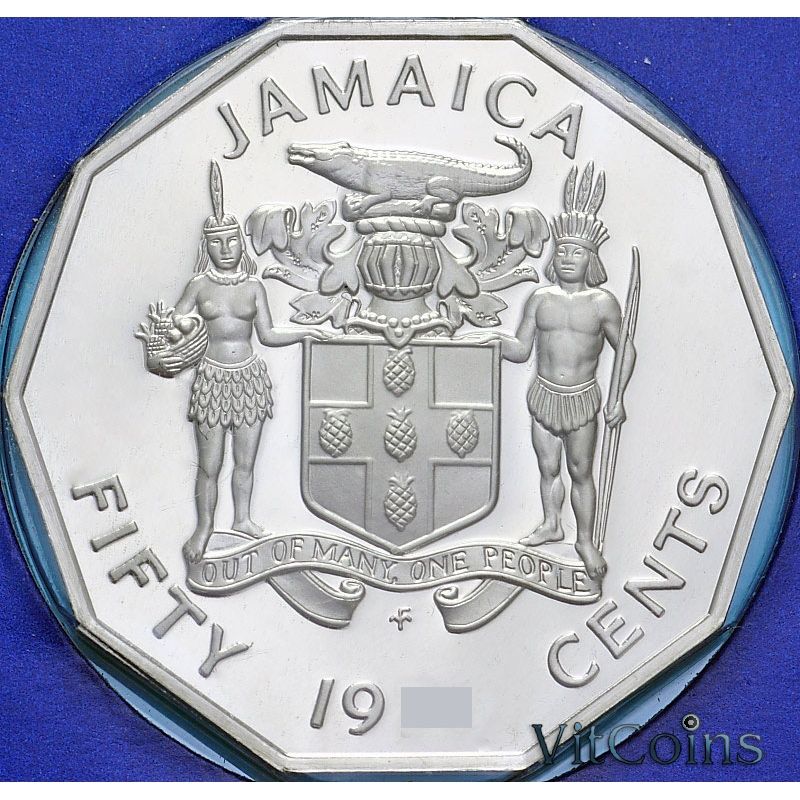 Монета Ямайка 50 центов 1978 год. Маркус Гарви. Пруф