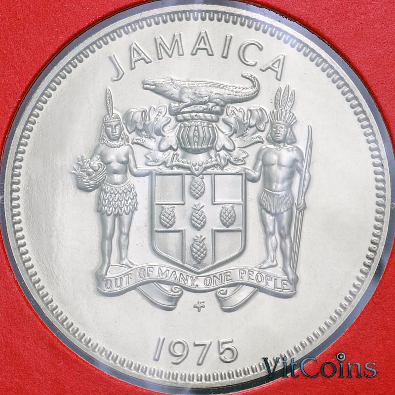 Монета Ямайка 25 центов 1975 год. BU Монета Ямайка 25 центов 1975 год. BU