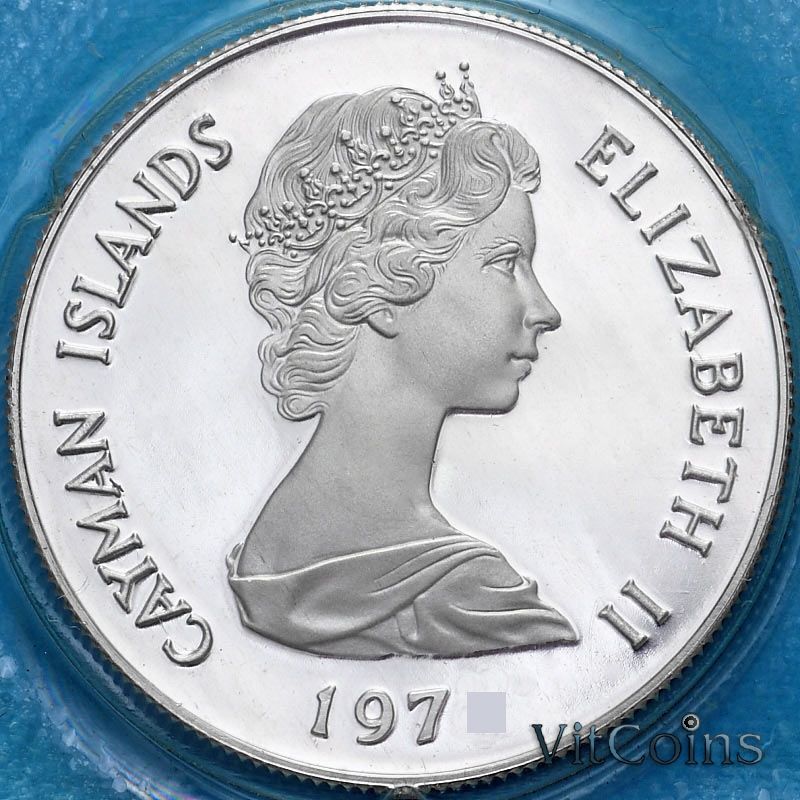 Монета Каймановы острова 25 центов 1975 год. Proof Монета Каймановы острова 25 центов 1975 год. Proof