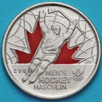 Канада 25 центов 2009 год. Цветная. Хоккей.