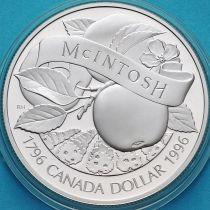 Канада 1 доллар 1996 год. Макинтош. Серебро. Пруф.