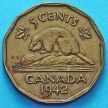 Монета Канады 5 центов 1942 год.