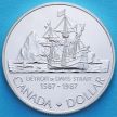 Монета Канады 1 доллар 1987 год. 400 лет открытию пролива Дейвиса. Серебро.