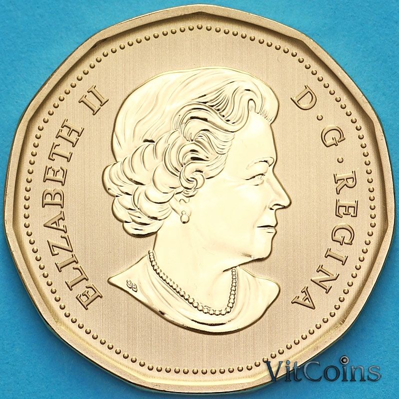 Монета  Канада 1 доллар 2016 год. Матовая. Пруф. Тундровый лебедь