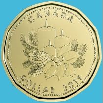 Канада 1 доллар 2019 год. Рождество